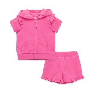 Little Me Terry Pink Cover Up Set baby girl size 18 months